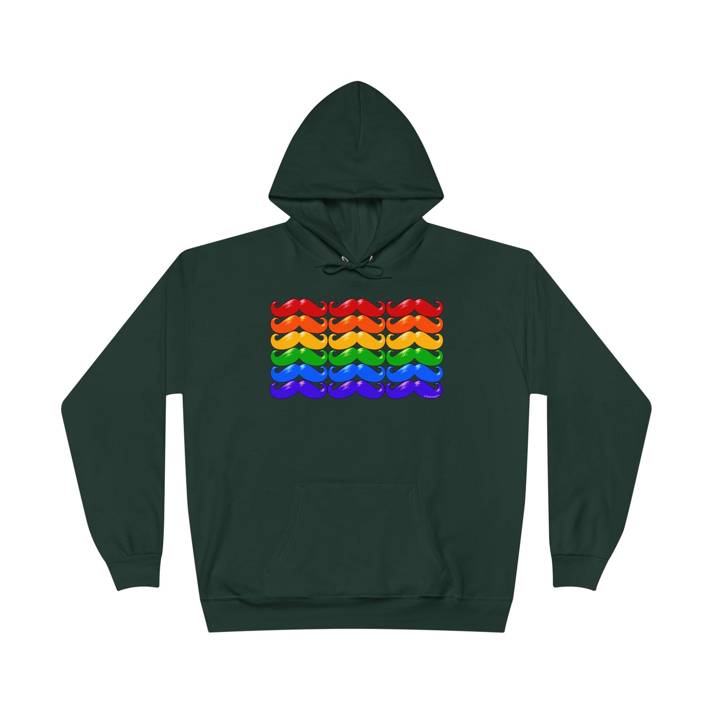 Rainbow Mustaches Gay Pride Flag Unisex Hoodie Sweatshirt by TOOLOUD