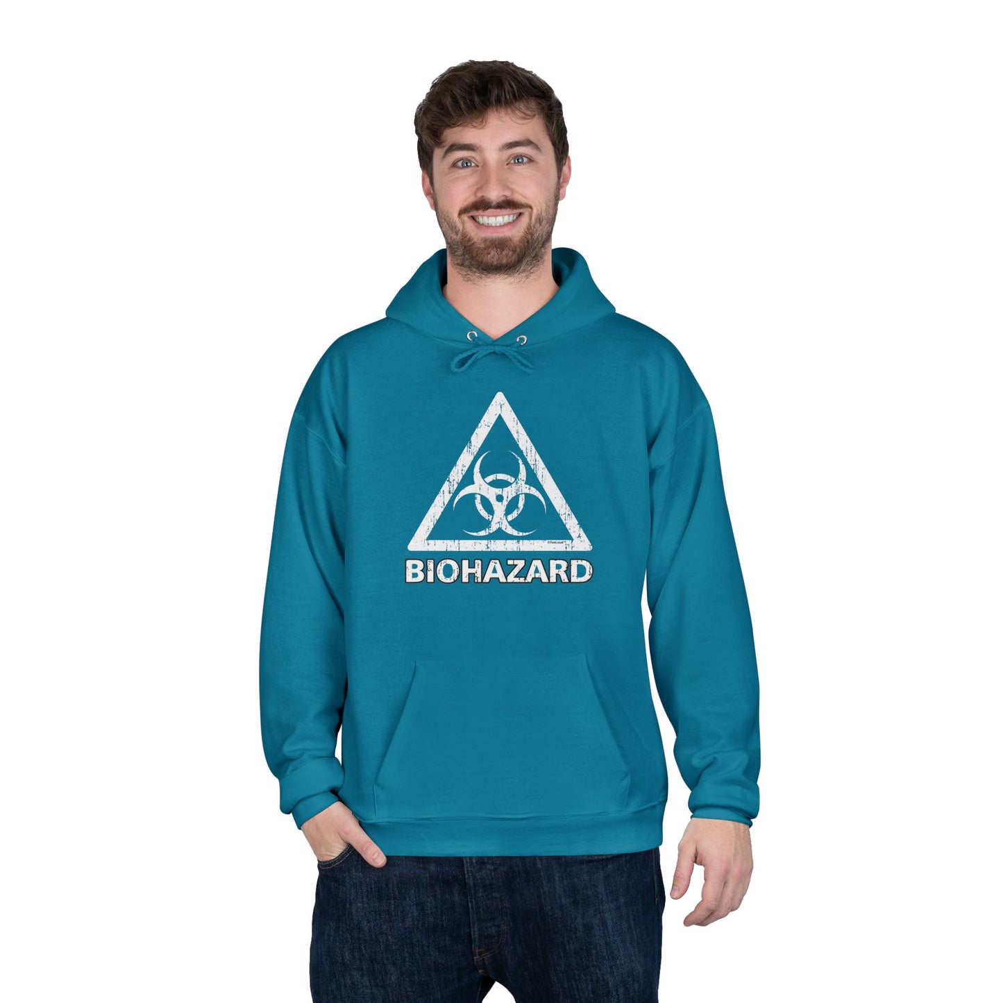 Biohazard Sign Distressed Dark Pullover Hoodie Sweatshirt by TOOLOUD