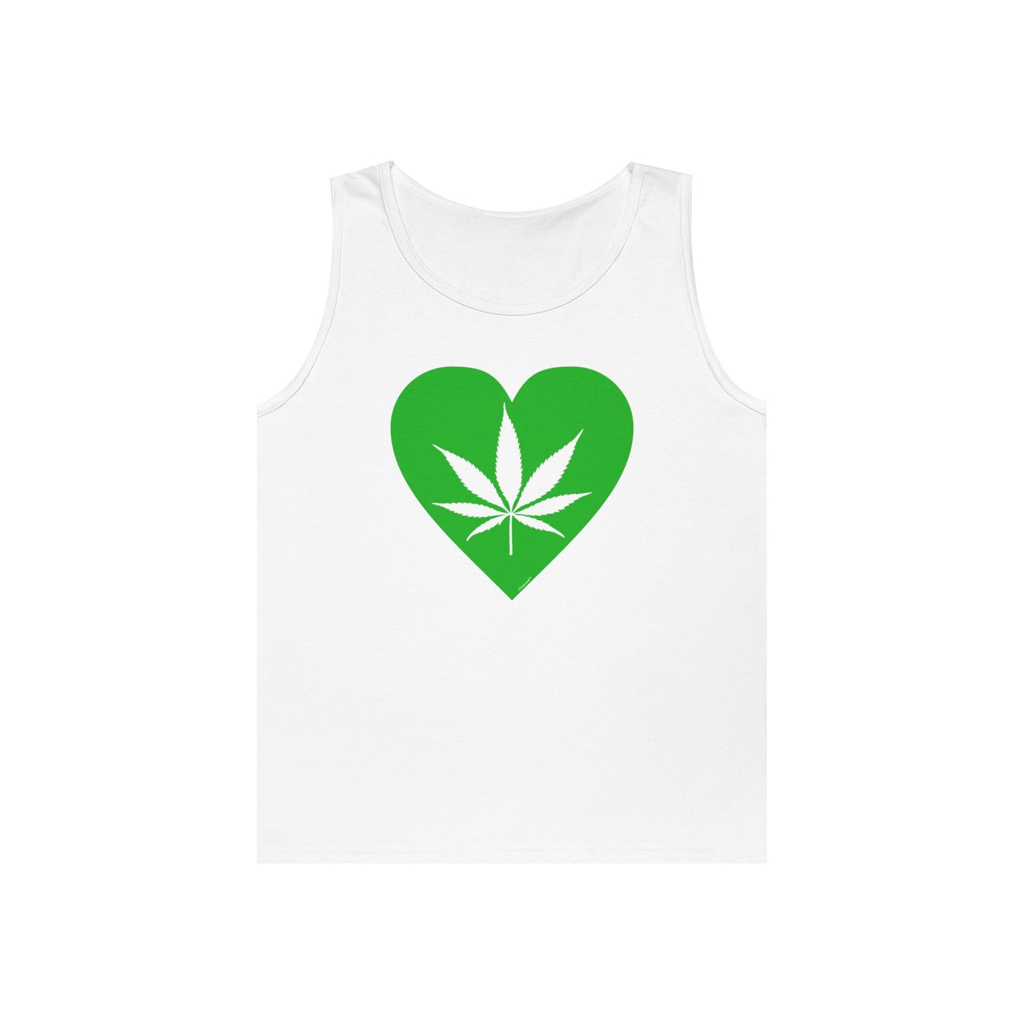 Marijuana Leaf Heart Green Adult Tank Top by TOOLOUD