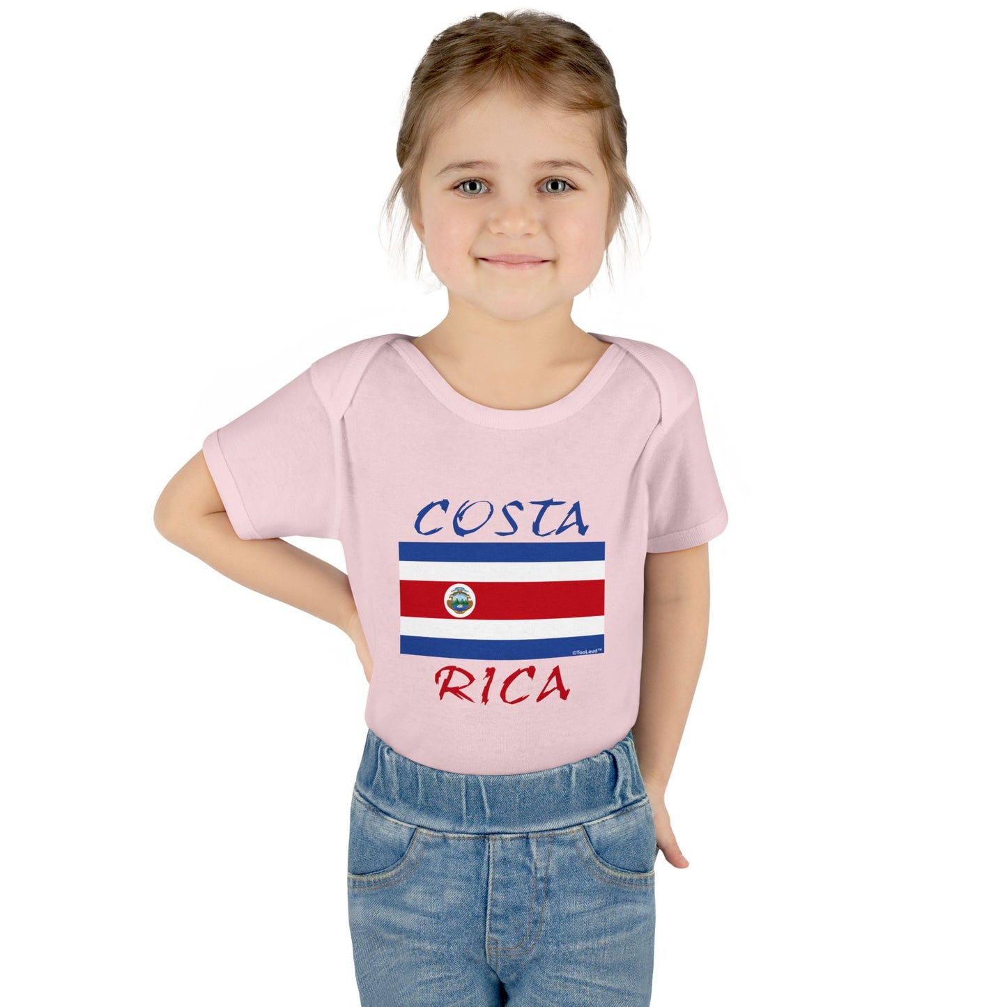Costa Rica Flag Baby Romper Bodysuit by TOOLOUD