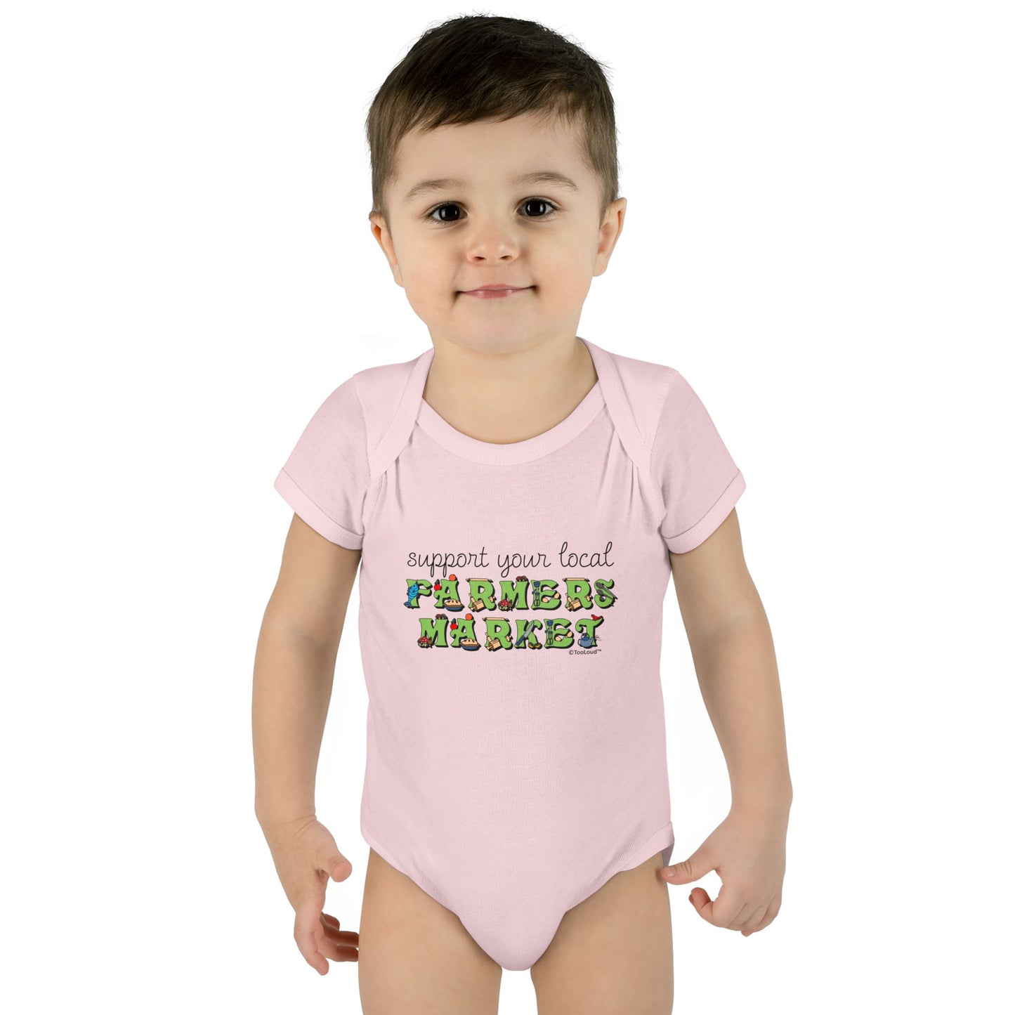Support Your Local Farmers Market – Color Baby Romper Bodysuit by TOOLOUD