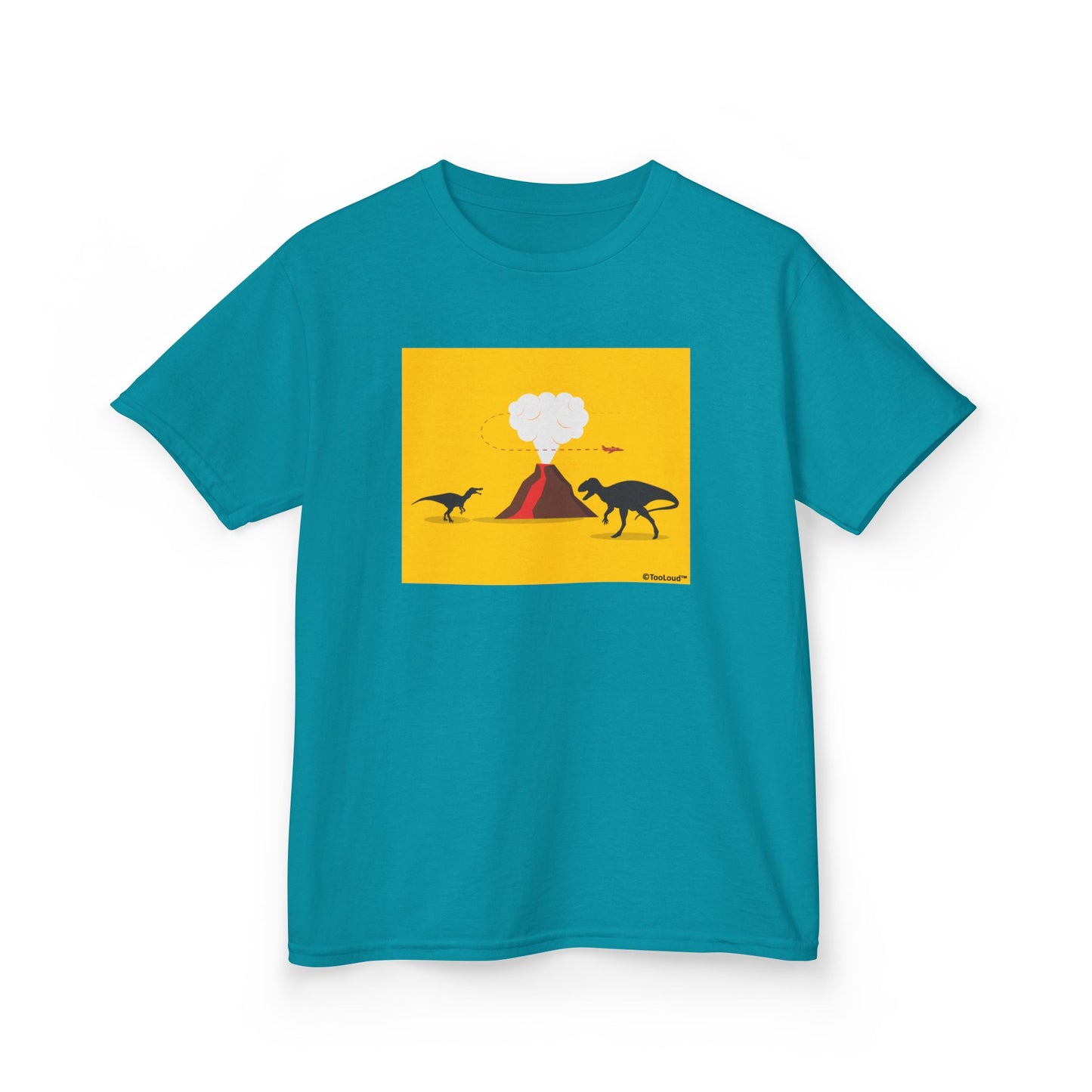 Two Dinosaurs and Volcano Design Children's T-Shirt by TOOLOUD