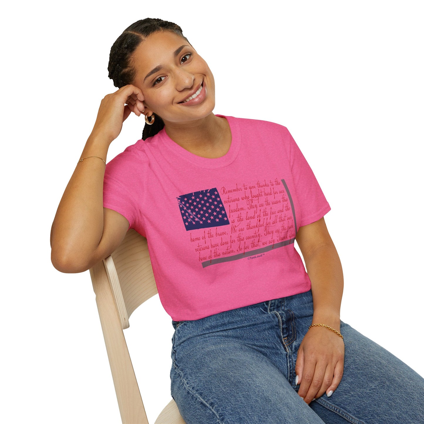 Veterans Scripted Flag Adult T-Shirt by TOOLOUD