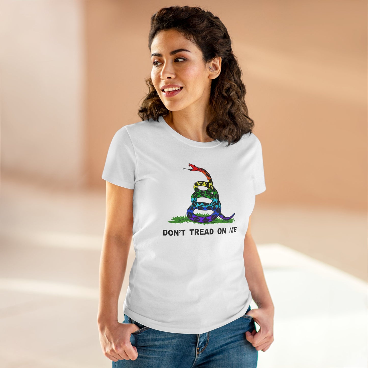 LGBT Freedom Rainbow Don't Tread on Me Women's T-Shirt by TOOLOUD