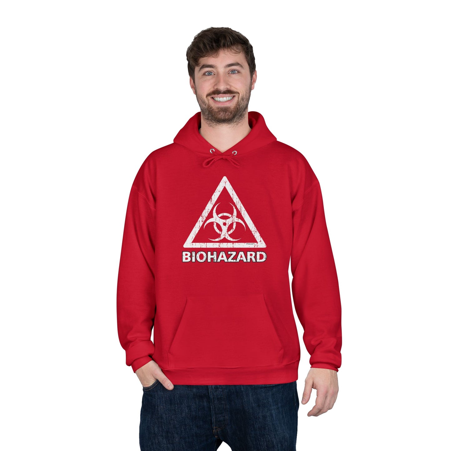 Biohazard Sign Distressed Dark Pullover Hoodie Sweatshirt by TOOLOUD