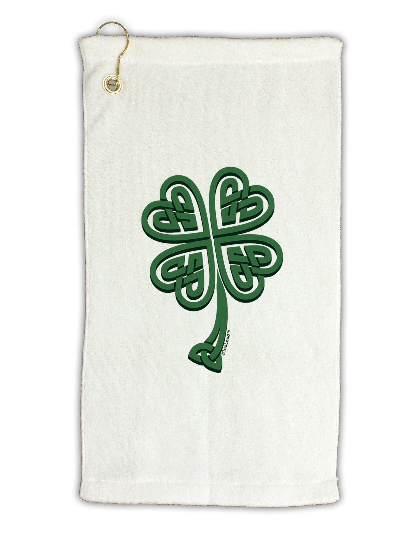 3D Style Celtic Knot 4 Leaf Clover Micro Terry Gromet Golf Towel 11"x19-Golf Towel-TooLoud-White-Davson Sales