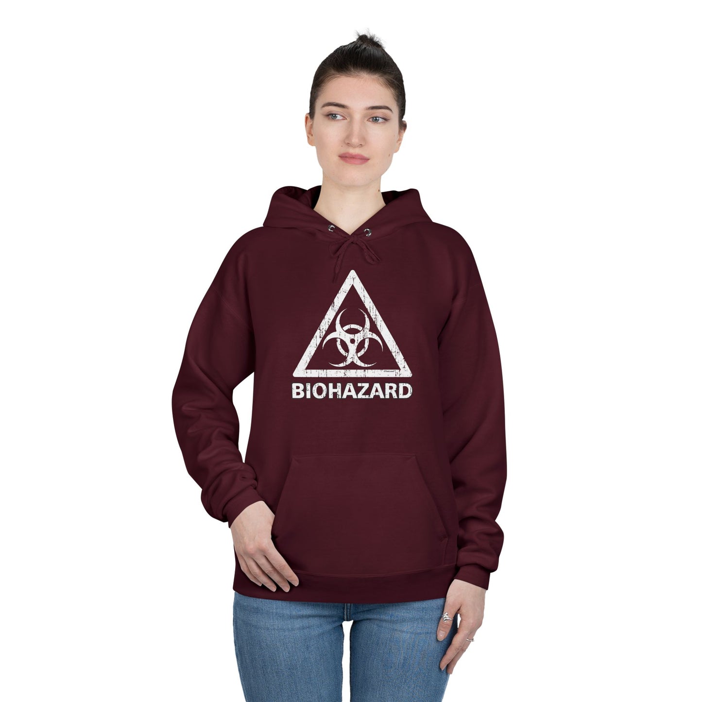 Biohazard Sign Distressed Dark Pullover Hoodie Sweatshirt by TOOLOUD