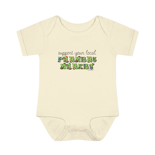 Support Your Local Farmers Market – Color Baby Romper Bodysuit by TOOLOUD