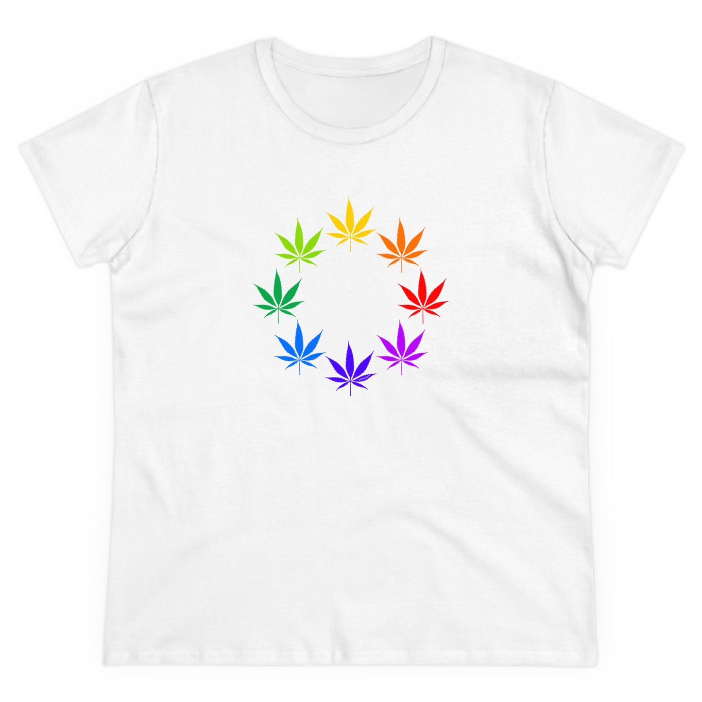 Rainbow Pot - Marijuana Leaf Women’s T-Shirt Cotton Tee (INTL-ORDERS)