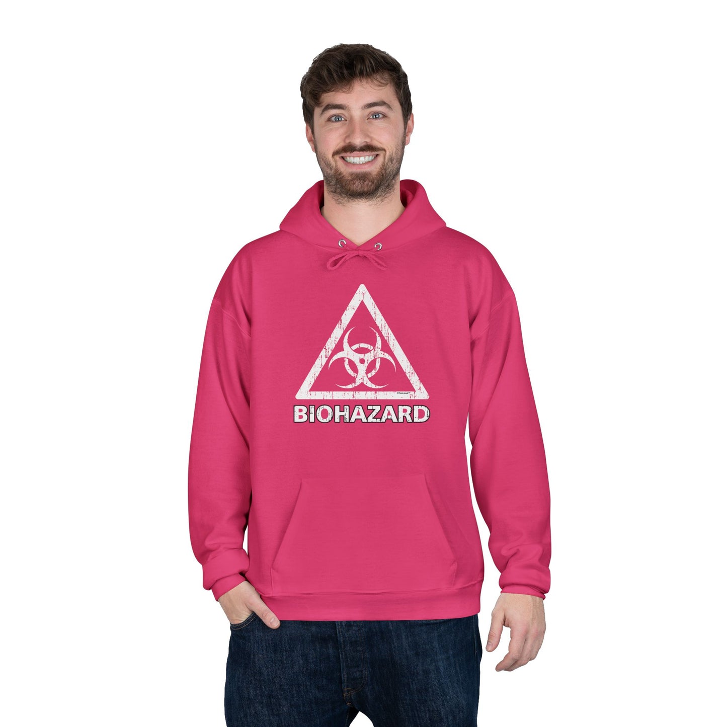 Biohazard Sign Distressed Dark Pullover Hoodie Sweatshirt by TOOLOUD