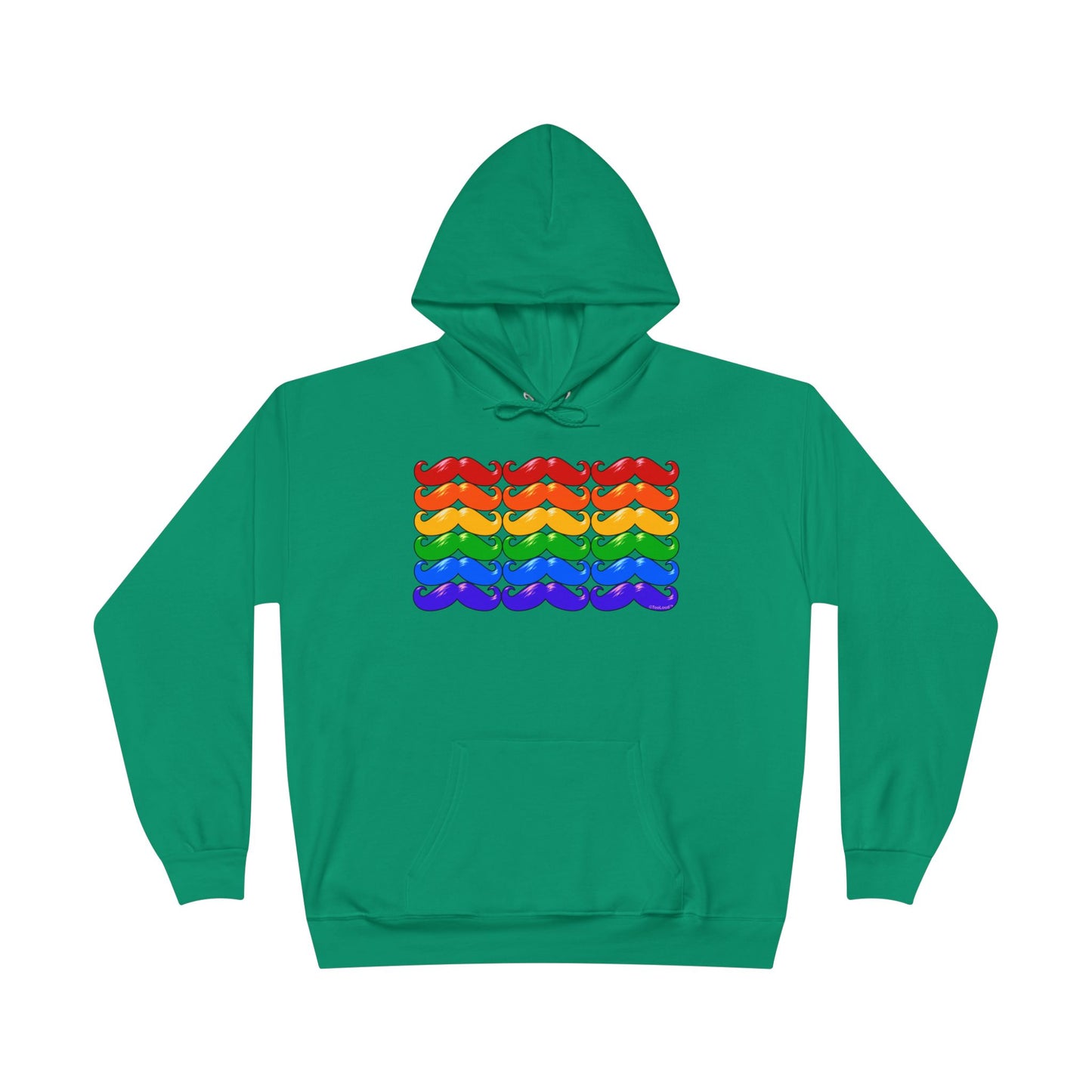 Rainbow Mustaches Gay Pride Flag Unisex Hoodie Sweatshirt by TOOLOUD