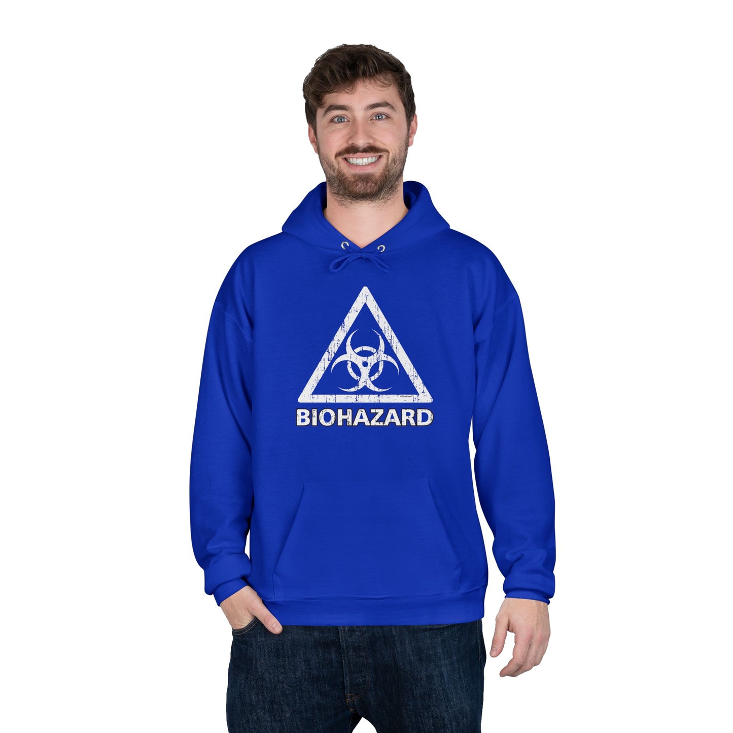 Biohazard Sign Distressed Dark Pullover Hoodie Sweatshirt by TOOLOUD