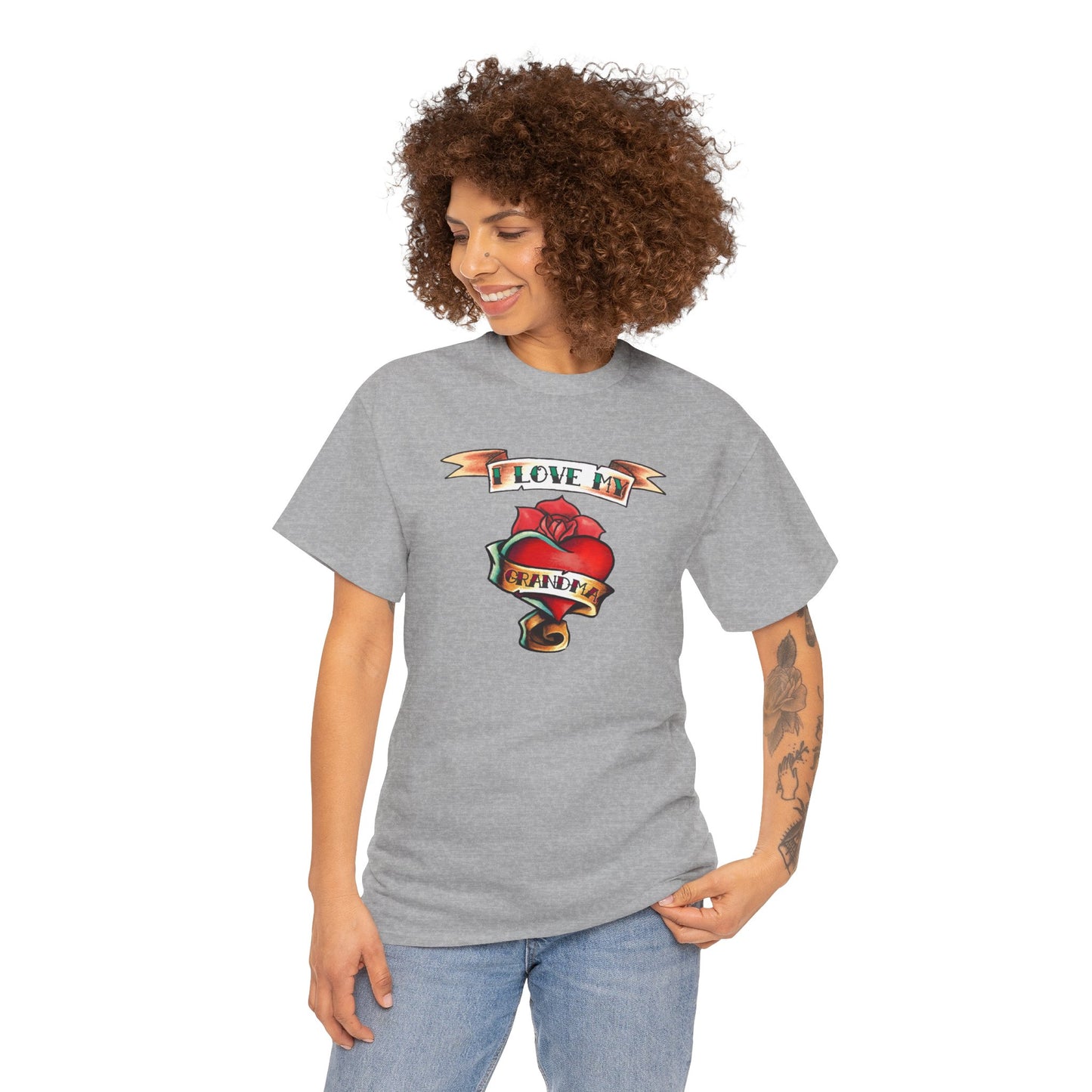 Heart Tattoo I Love My Grandma Adult T-Shirt by TOOLOUD