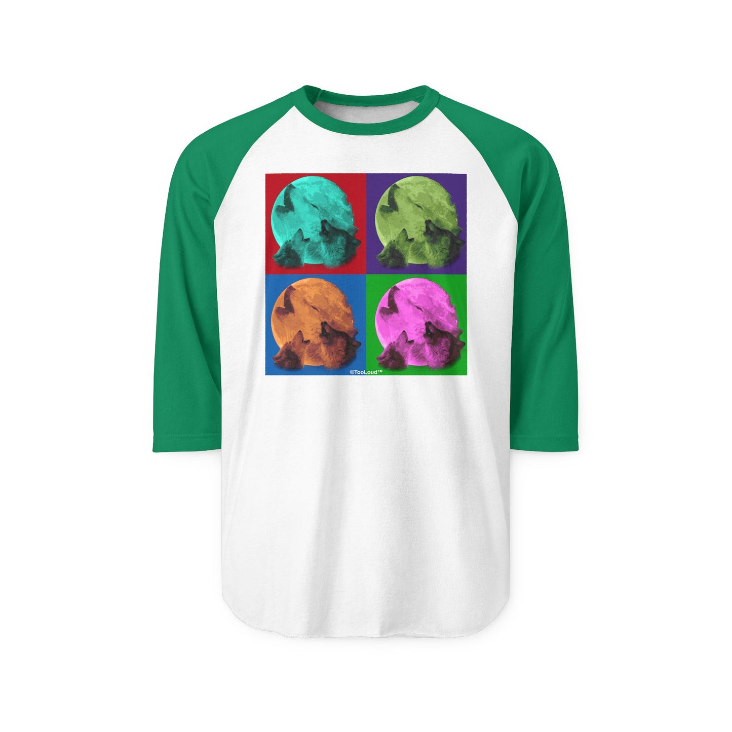 Three Wolves Howling - Pop-Art #1 Adult Unisex Raglan Shirt by TOOLOUD
