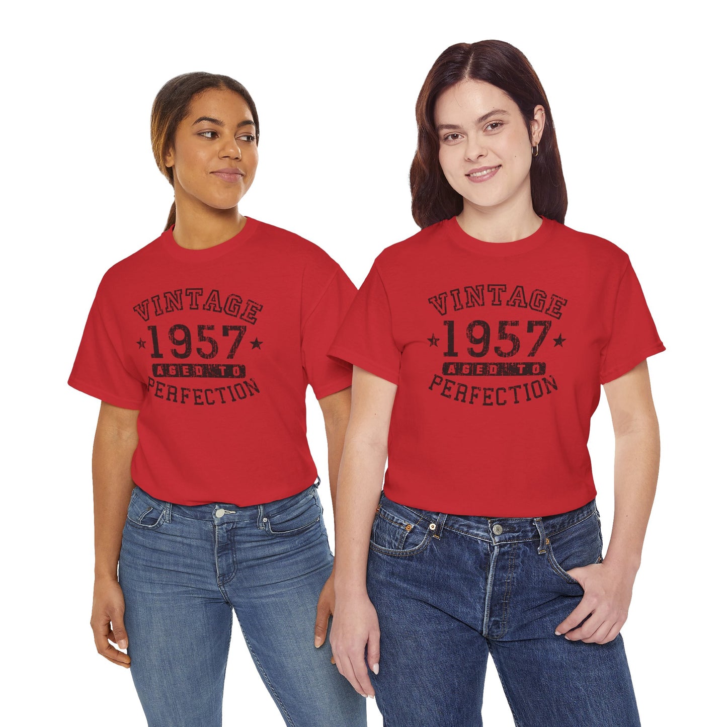 1957 – Adult Unisex Vintage Birth Year Aged to Perfection Birthday T-Shirt by TOOLOUD