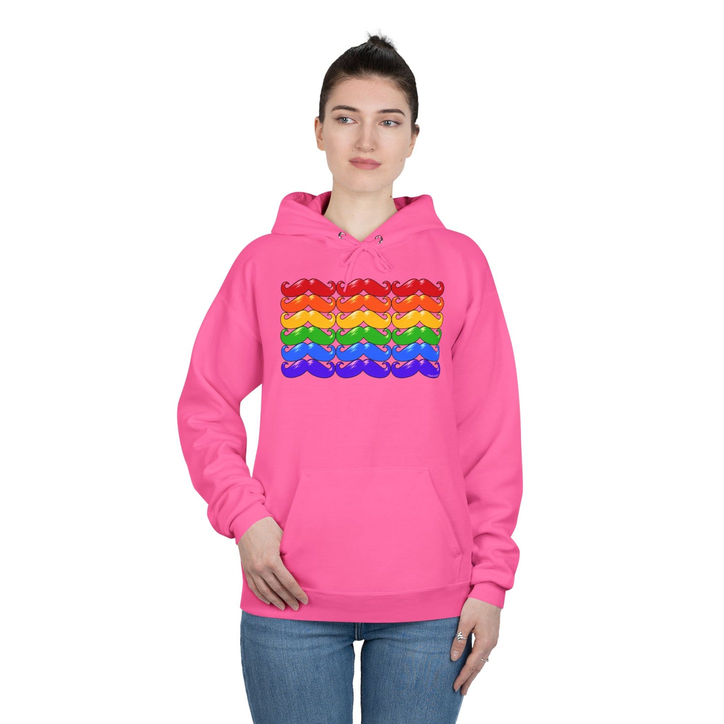 Rainbow Mustaches Gay Pride Flag Unisex Hoodie Sweatshirt by TOOLOUD