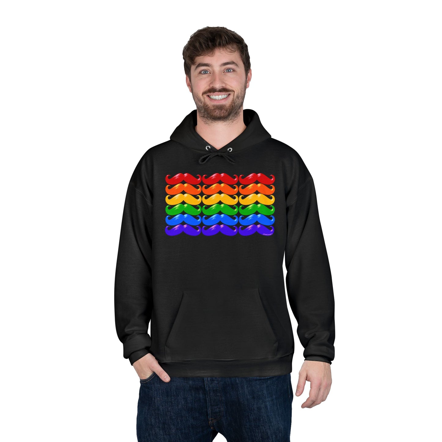 Rainbow Mustaches Gay Pride Flag Unisex Hoodie Sweatshirt by TOOLOUD