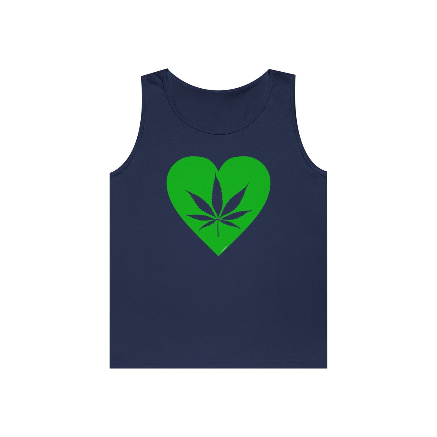 Marijuana Leaf Heart Green Adult Tank Top by TOOLOUD