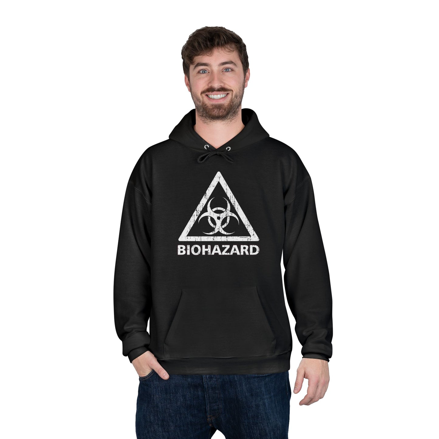 Biohazard Sign Distressed Dark Pullover Hoodie Sweatshirt by TOOLOUD