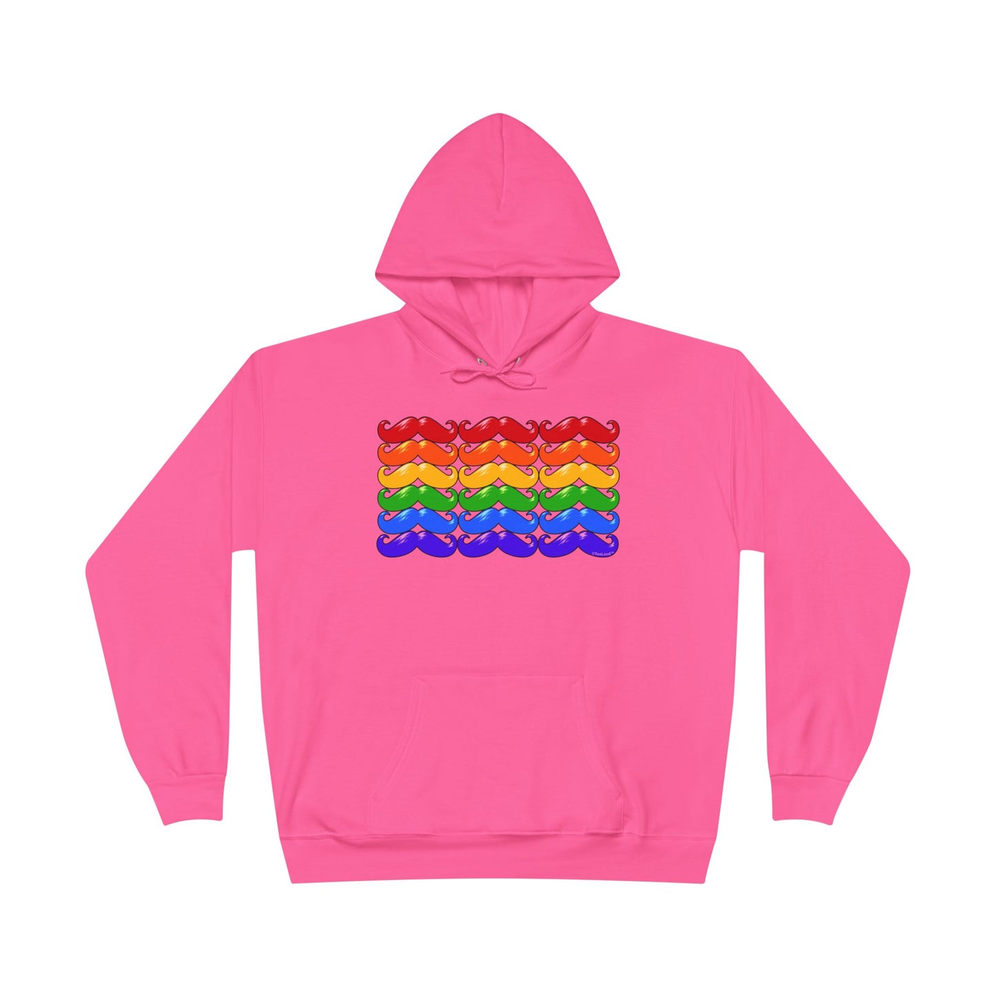 Rainbow Mustaches Gay Pride Flag Unisex Hoodie Sweatshirt by TOOLOUD