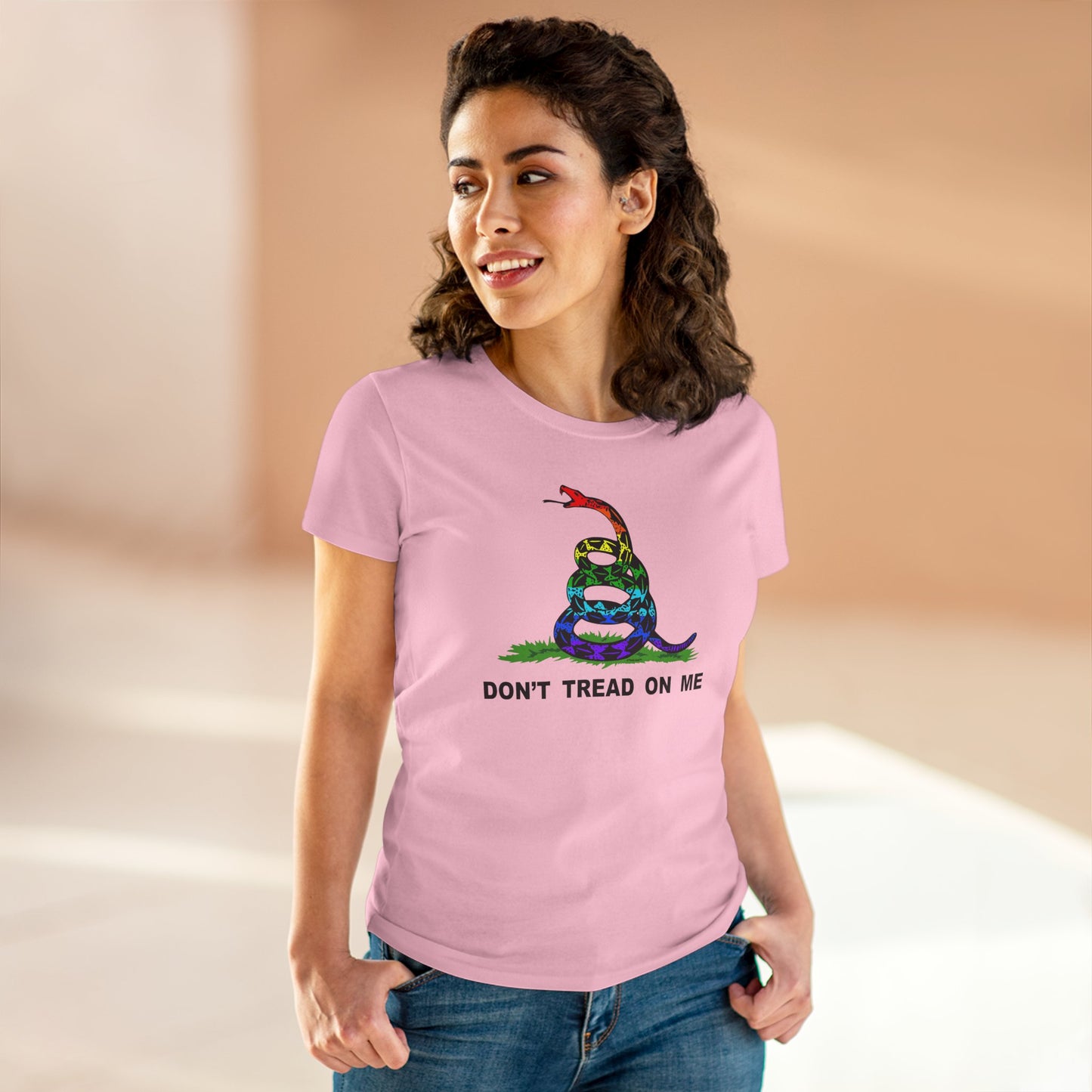 LGBT Freedom Rainbow Don't Tread on Me Women's T-Shirt by TOOLOUD