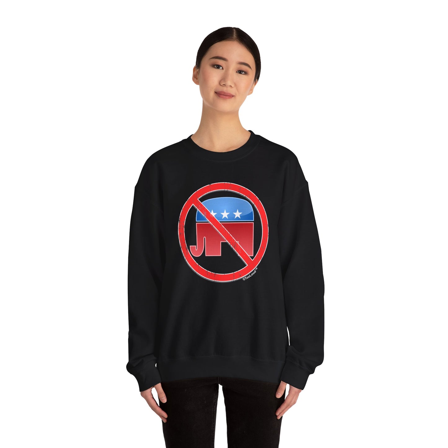 Distressed No Republicans Sign Adult Dark Sweatshirt by TOOLOUD