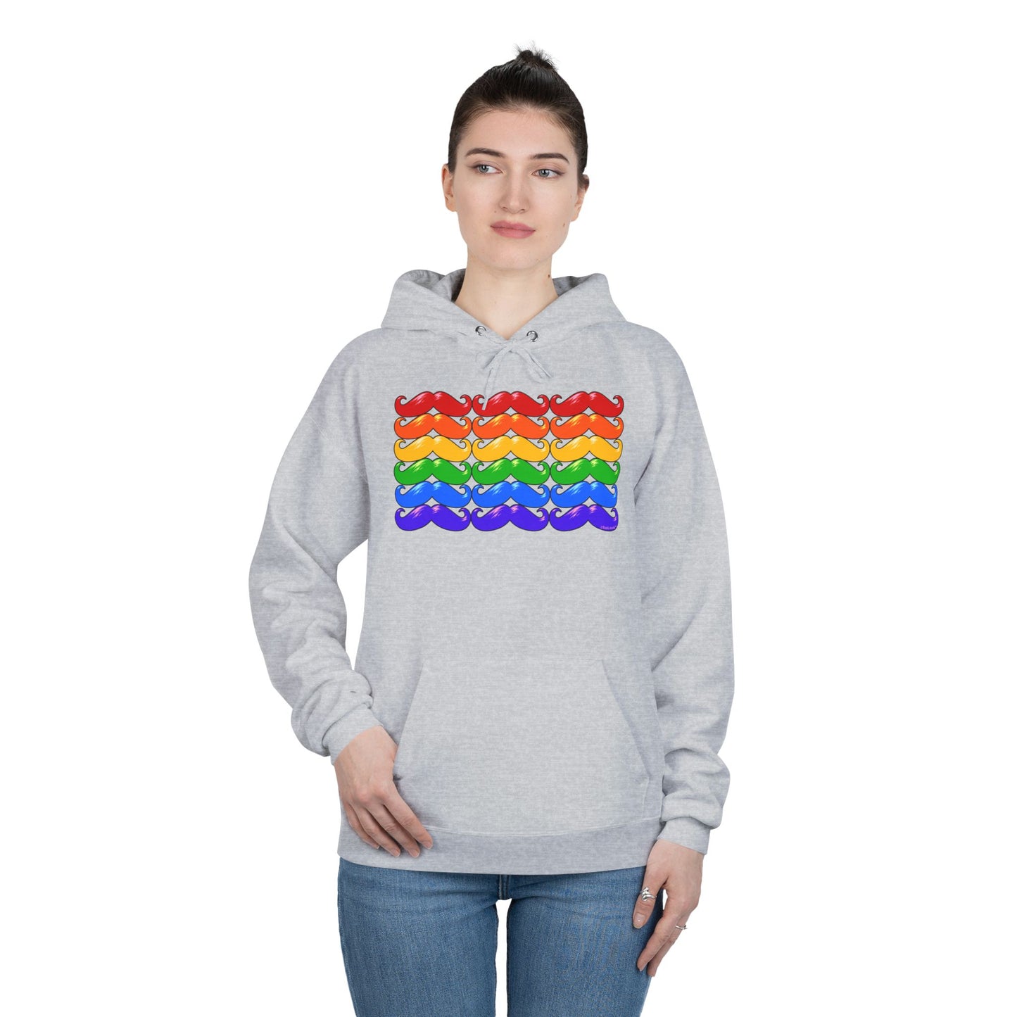 Rainbow Mustaches Gay Pride Flag Unisex Hoodie Sweatshirt by TOOLOUD