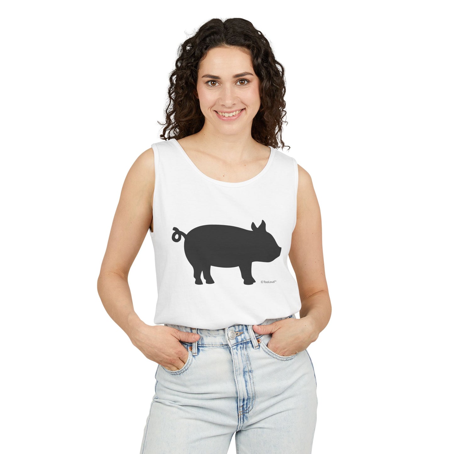 Pig Silhouette Cute Design Adult Loose Tank Top by TOOLOUD