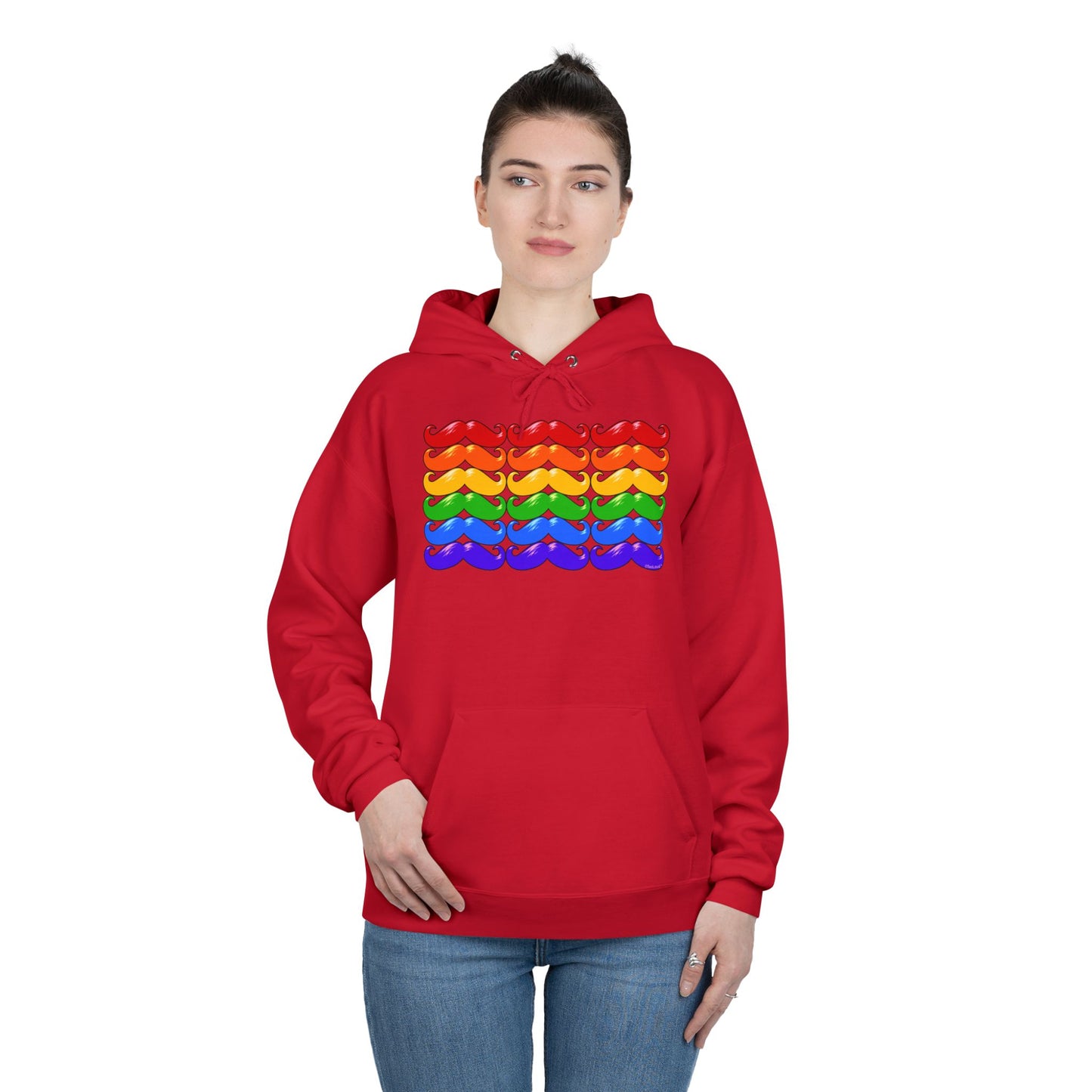 Rainbow Mustaches Gay Pride Flag Unisex Hoodie Sweatshirt by TOOLOUD