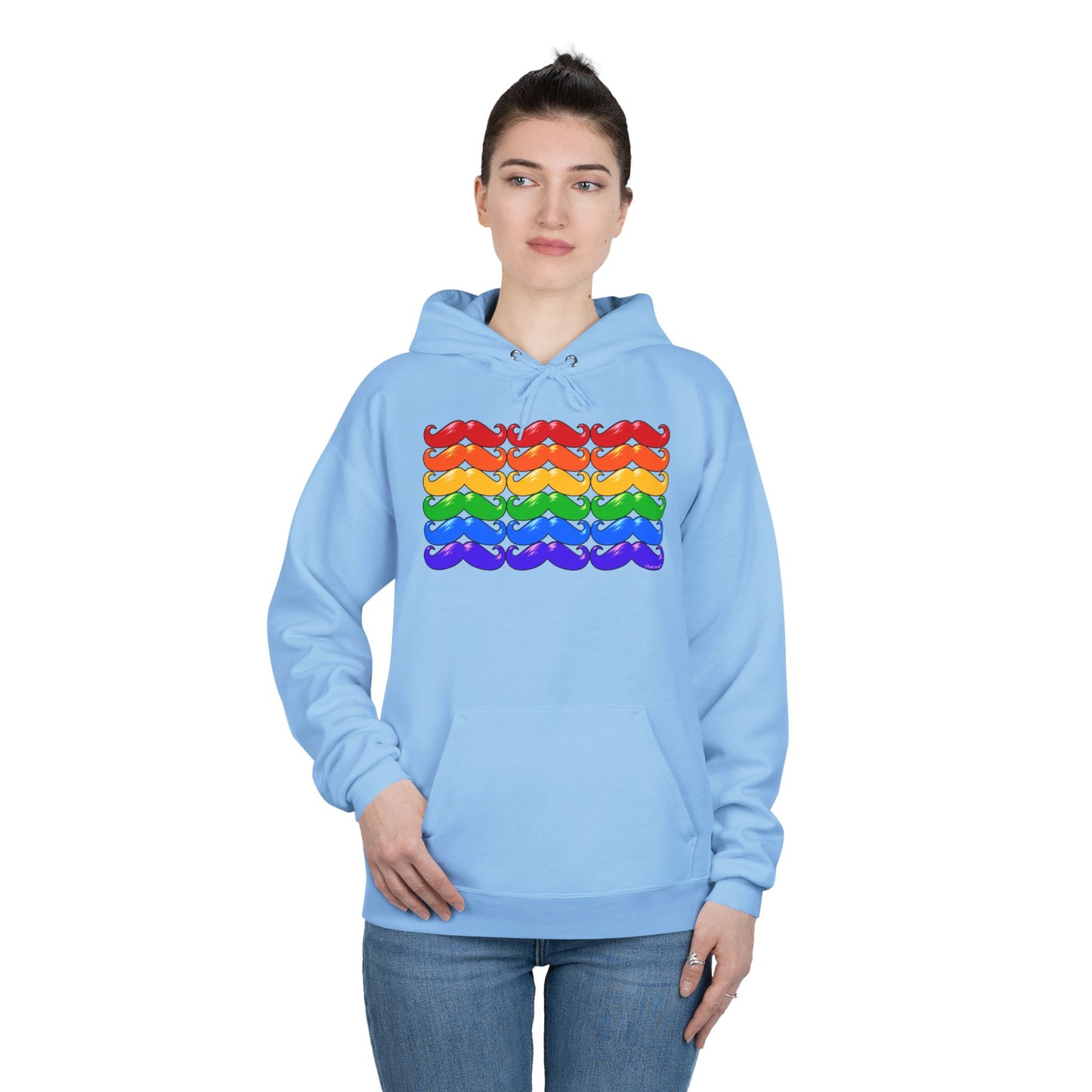 Rainbow Mustaches Gay Pride Flag Unisex Hoodie Sweatshirt by TOOLOUD