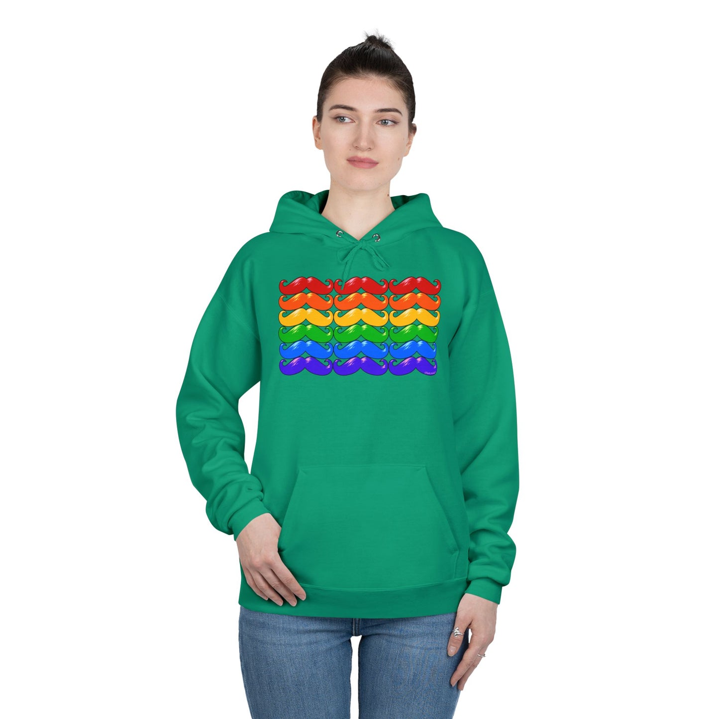 Rainbow Mustaches Gay Pride Flag Unisex Hoodie Sweatshirt by TOOLOUD