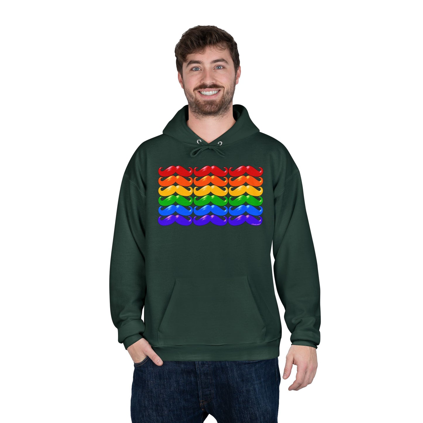 Rainbow Mustaches Gay Pride Flag Unisex Hoodie Sweatshirt by TOOLOUD