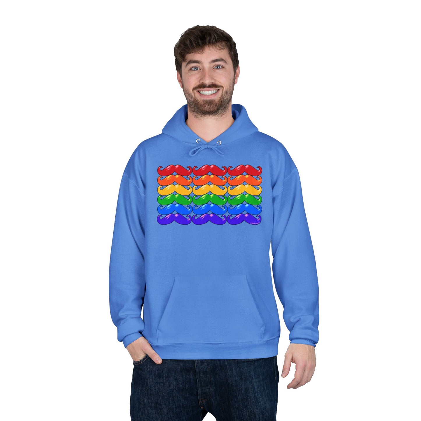 Rainbow Mustaches Gay Pride Flag Unisex Hoodie Sweatshirt by TOOLOUD