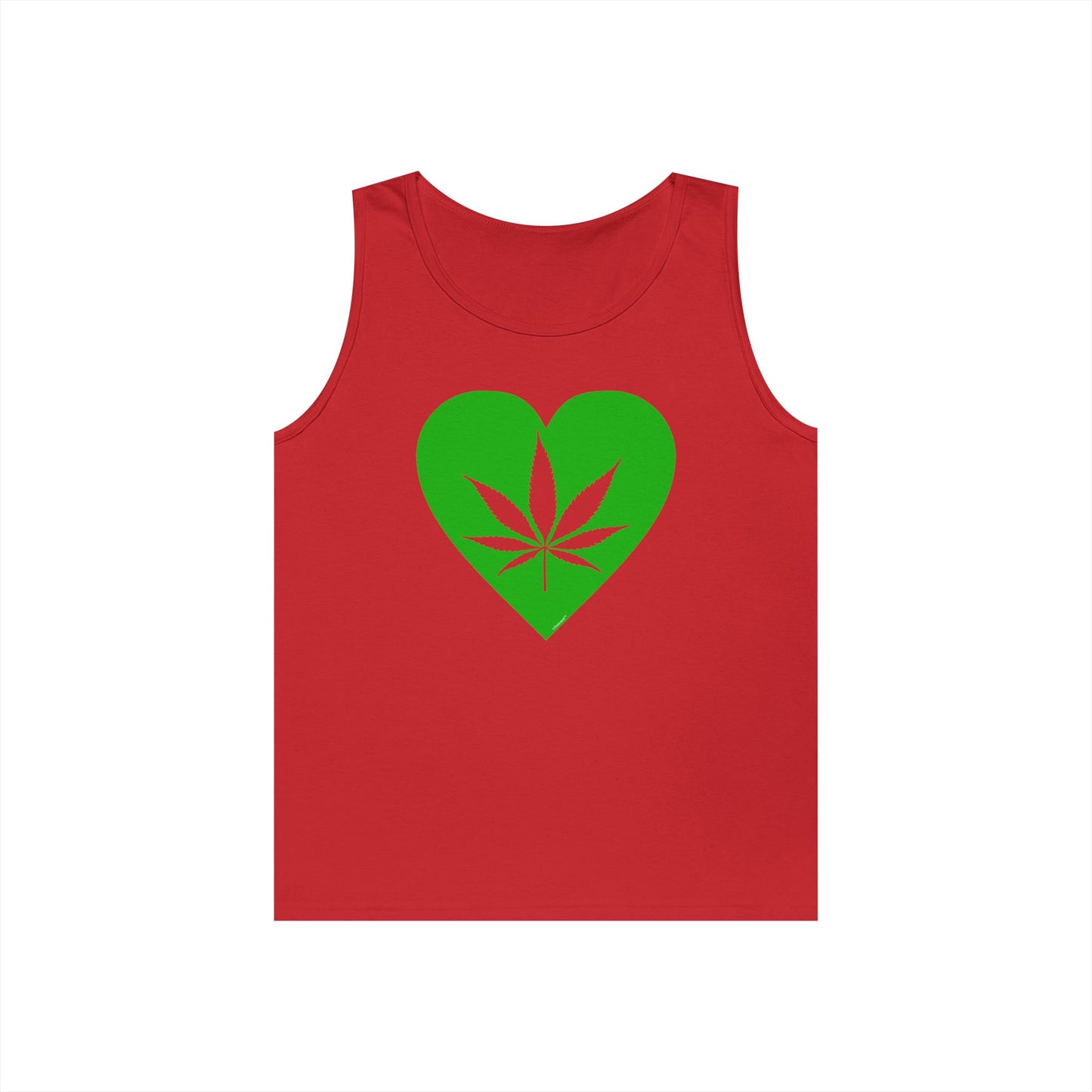 Marijuana Leaf Heart Green Adult Tank Top by TOOLOUD