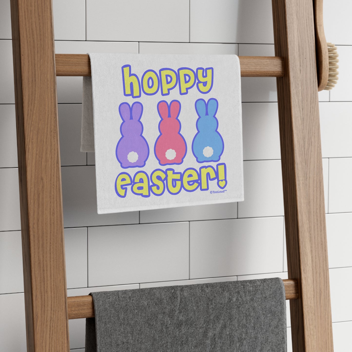 Three Easter Bunnies – Hoppy Easter 11" x 18" Dish Fingertip Towel by TOOLOUD