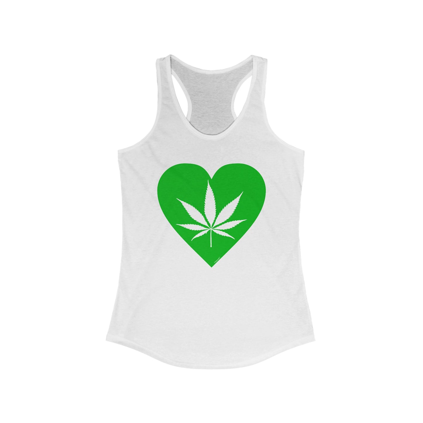 Marijuana Leaf Heart Green Women's Racerback Tank Top by TOOLOUD