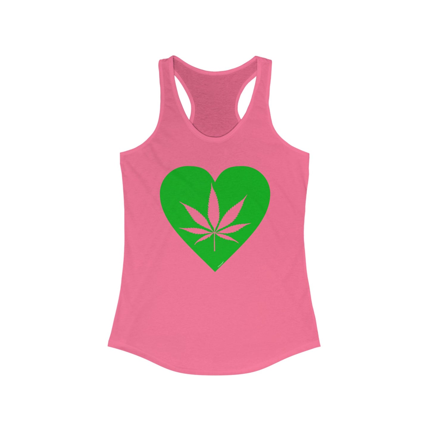Marijuana Leaf Heart Green Women's Racerback Tank Top by TOOLOUD