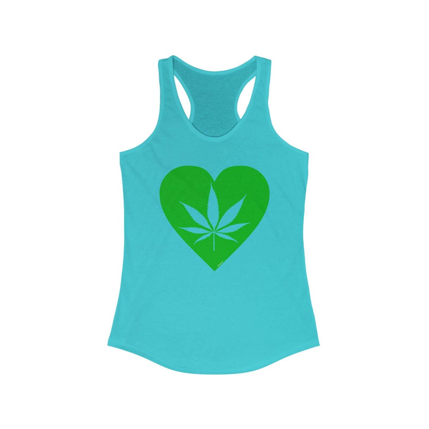 Marijuana Leaf Heart Green Women's Racerback Tank Top by TOOLOUD