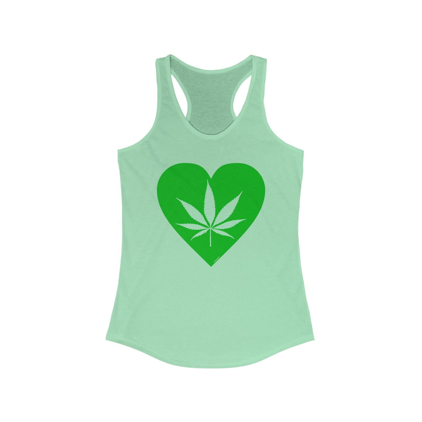 Marijuana Leaf Heart Green Women's Racerback Tank Top by TOOLOUD