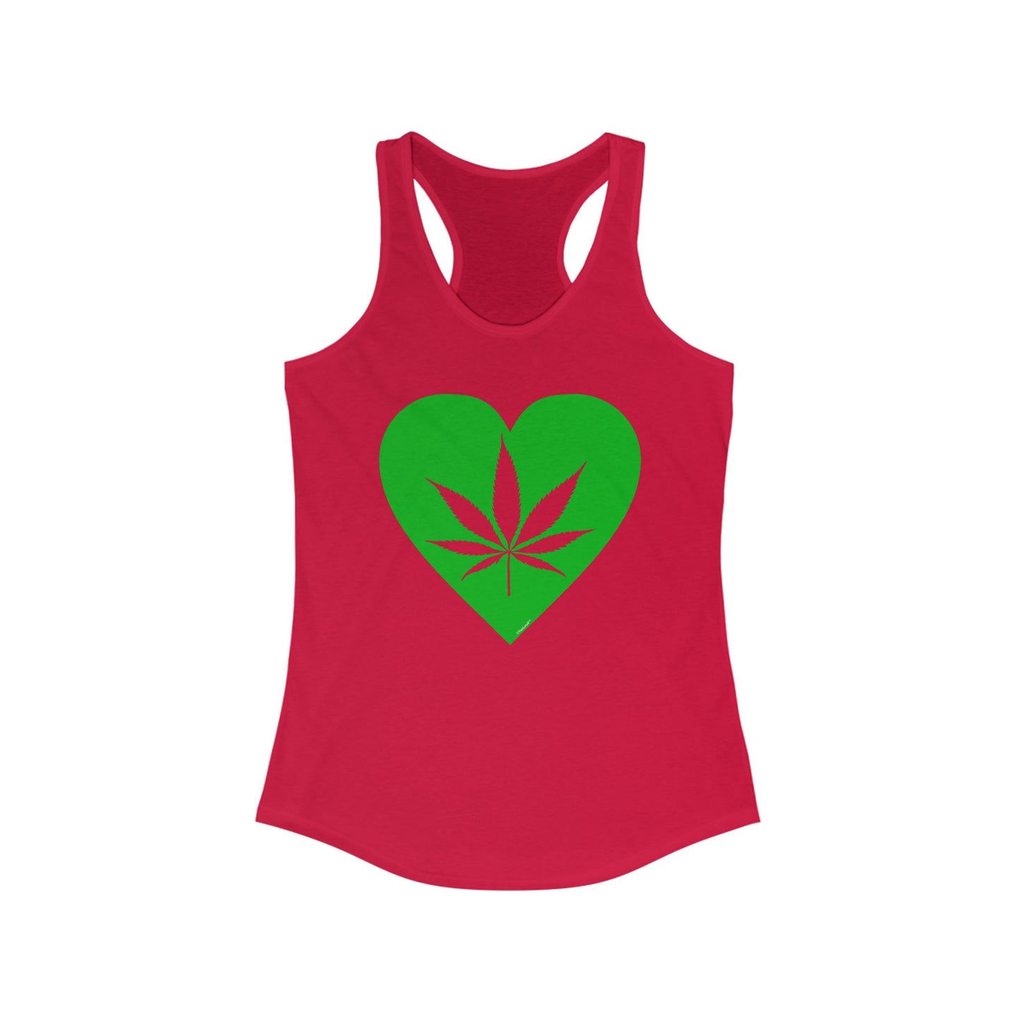 Marijuana Leaf Heart Green Women's Racerback Tank Top by TOOLOUD