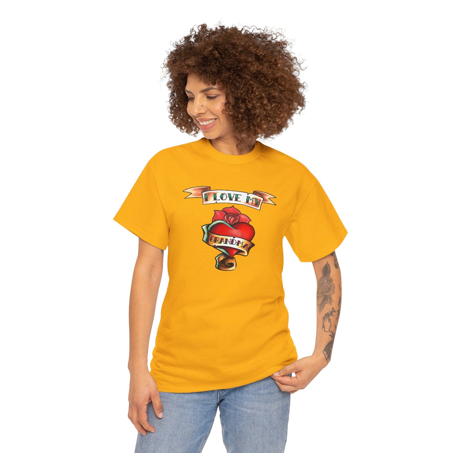 Heart Tattoo I Love My Grandma Adult T-Shirt by TOOLOUD