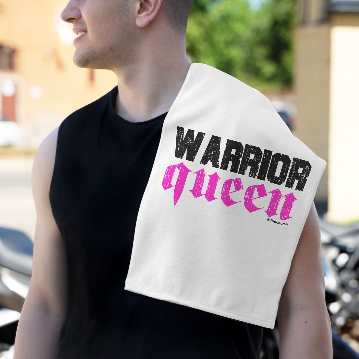 Warrior Queen Pink Script Micro Terry Sport Towel 11" x 18" by TOOLOUD