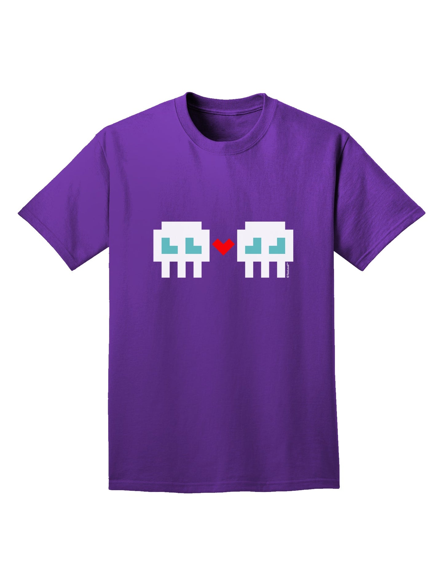 8-Bit Skull Love - Boy and Boy Adult Dark T-Shirt-Mens T-Shirt-TooLoud-Purple-Small-Davson Sales