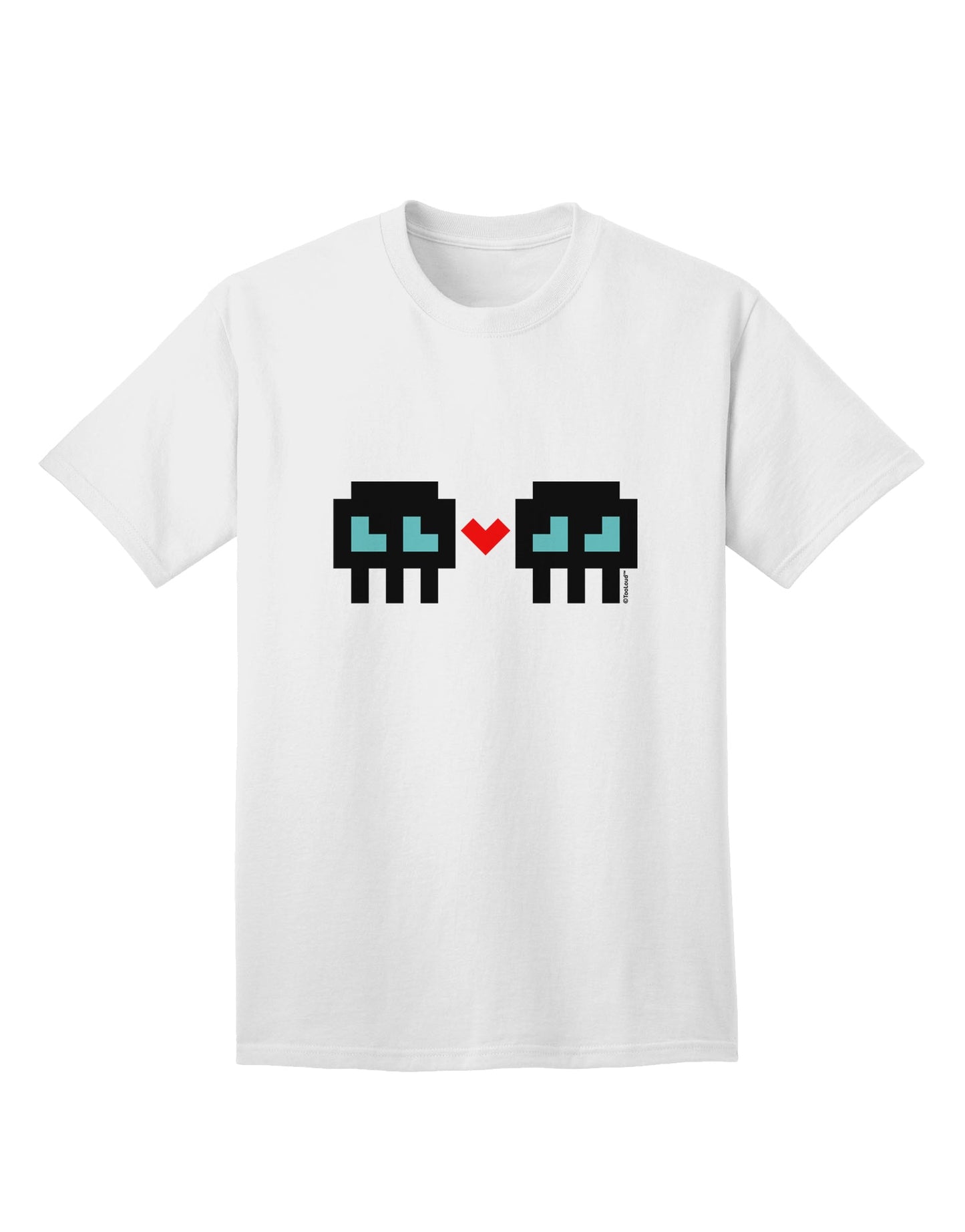 8-Bit Skull Love - Boy and Boy Adult T-Shirt-Mens T-Shirt-TooLoud-White-Small-Davson Sales