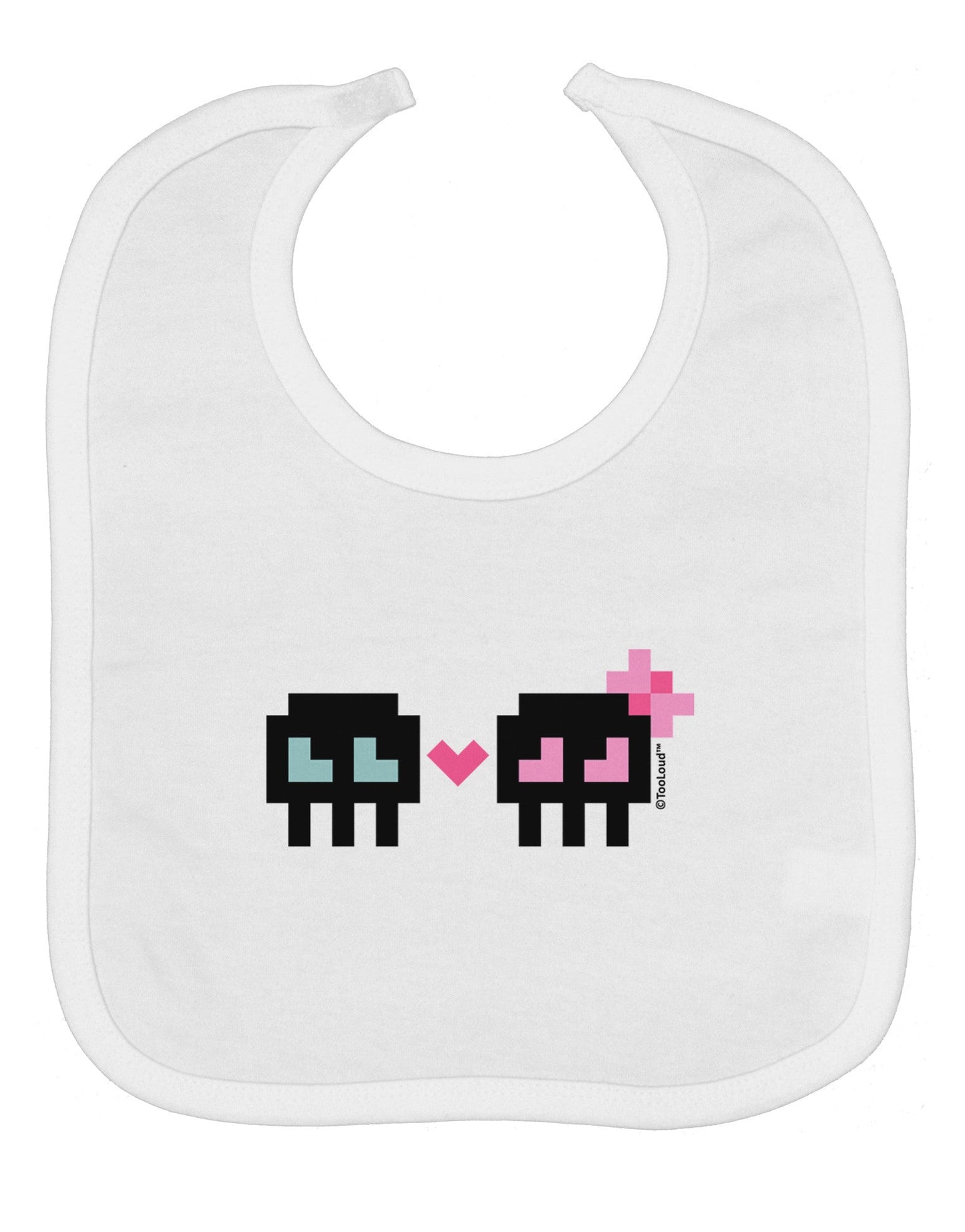 8-Bit Skull Love - Boy and Girl Baby Bib