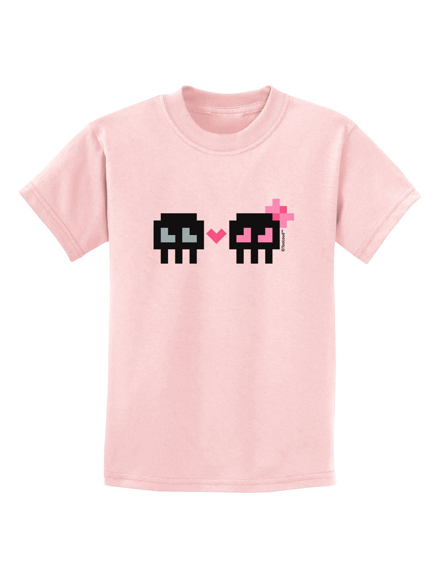 8-Bit Skull Love - Boy and Girl Childrens T-Shirt-Childrens T-Shirt-TooLoud-White-X-Small-Davson Sales