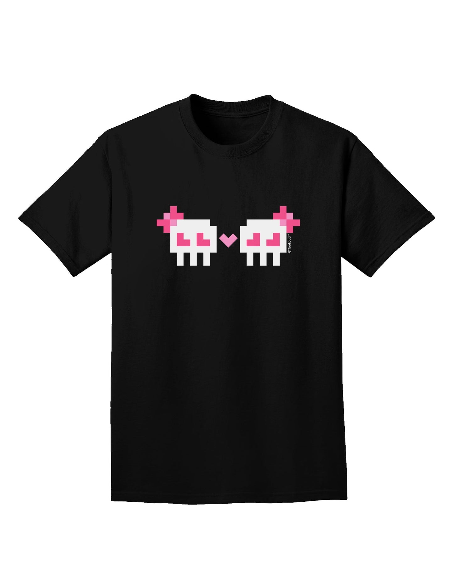 8-Bit Skull Love - Girl and Girl Adult Dark T-Shirt-Mens T-Shirt-TooLoud-Black-Small-Davson Sales