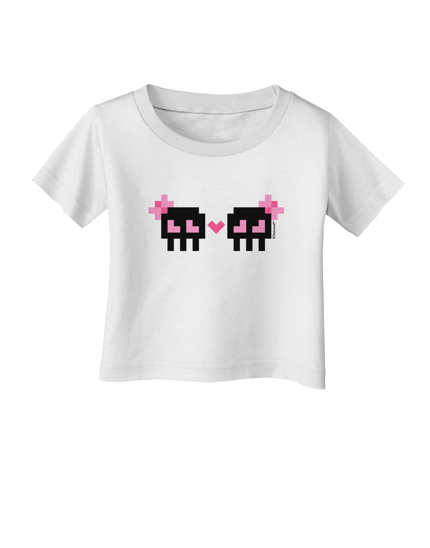 8-Bit Skull Love - Girl and Girl Infant T-Shirt-Infant T-Shirt-TooLoud-White-06-Months-Davson Sales