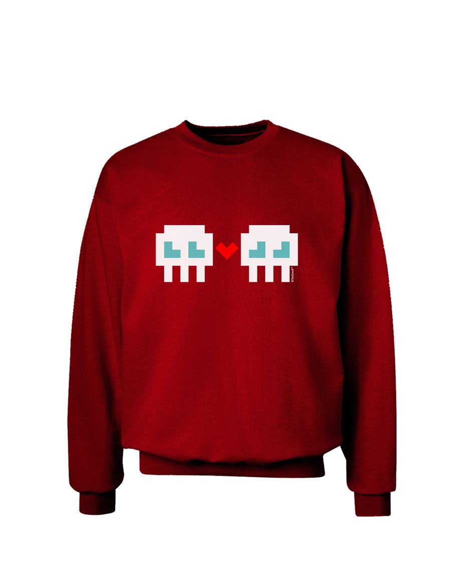 8-Bit Skull Love - Boy and Boy Adult Dark Sweatshirt-Sweatshirts-TooLoud-Black-Small-Davson Sales