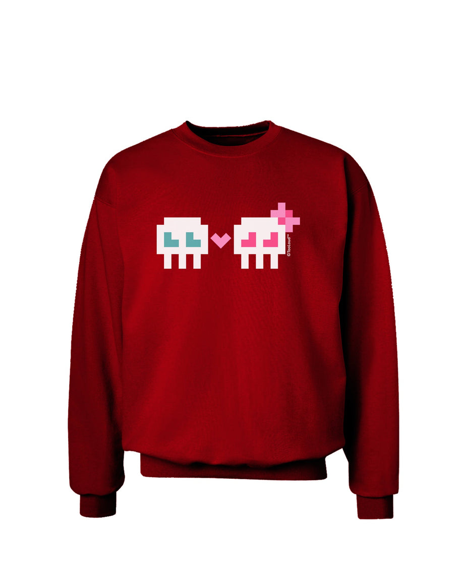 8-Bit Skull Love - Boy and Girl Adult Dark Sweatshirt-Sweatshirts-TooLoud-Black-Small-Davson Sales